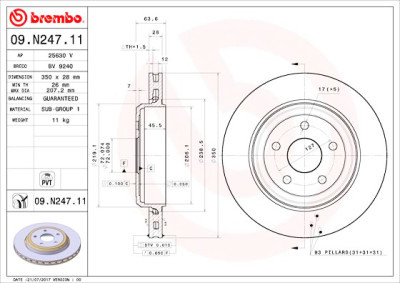 Conjunto de discos de freio BREMBO 09.N247.11