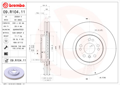 BREMBO COATED DISC LINE 09.R104.11 Conjunto de discos de freio