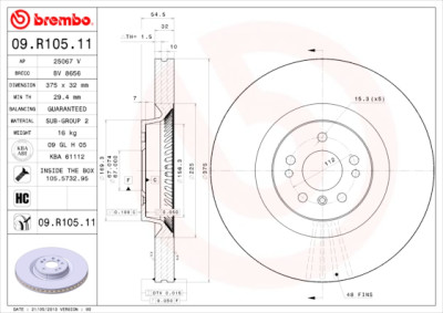 BREMBO COATED DISC LINE 09.R105.11 Conjunto de discos de freio