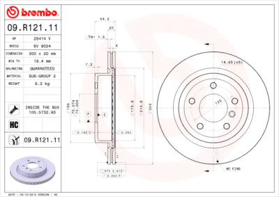 BREMBO COATED DISC LINE 09.R121.11 Conjunto de discos de freio