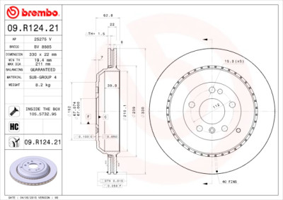 BREMBO COATED DISC LINE 09.R124.21 Conjunto de discos de freio
