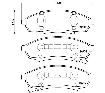 Jogo de 4 pastilhas de freio BREMBO P 07 003