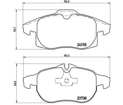 Jogo de 4 pastilhas de freio com lado de instalação BREMBO P 10 011