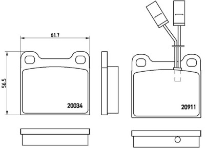 Jogo de 4 pastilhas de freio BREMBO P 23 012