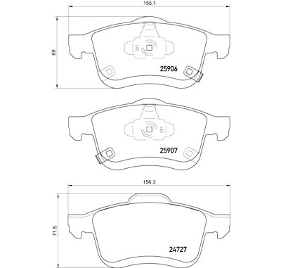 Jogo de 4 pastilhas de freio BREMBO P 23 155