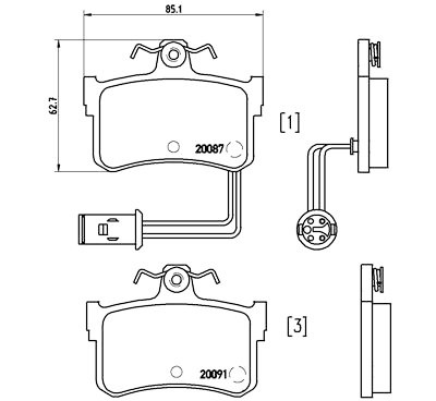 Jogo de 4 pastilhas de freio BREMBO P 28 015