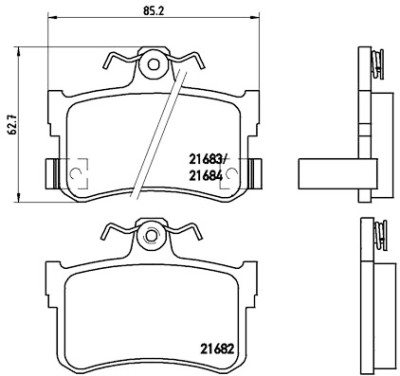 Jogo de 4 pastilhas de freio BREMBO P 28 027