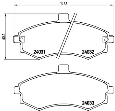 Jogo de 4 pastilhas de freio BREMBO P 30 020