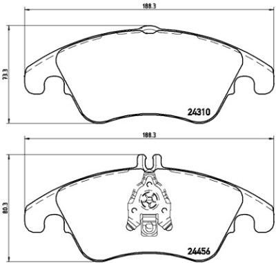 Jogo de 4 pastilhas de freio com lado de instalação BREMBO P 50 069