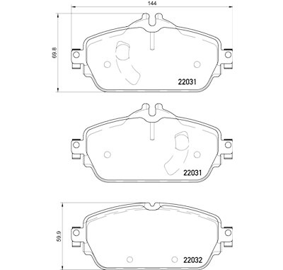 Jogo de 4 pastilhas de freio com lado de instalação BREMBO P 50 119