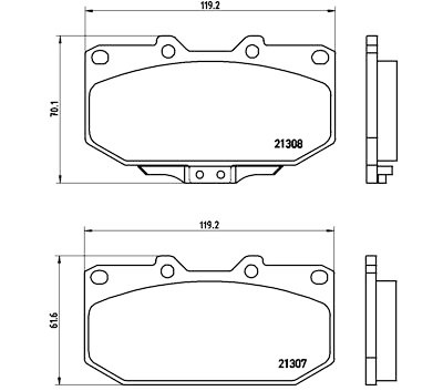 Jogo de 4 pastilhas de freio BREMBO P 56 025