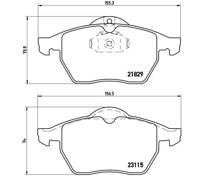Jogo de 4 pastilhas de freio com lado de instalação BREMBO P 59 022