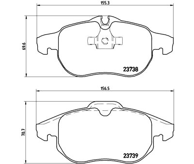 Jogo de 4 pastilhas de freio com lado de instalação BREMBO P 59 043