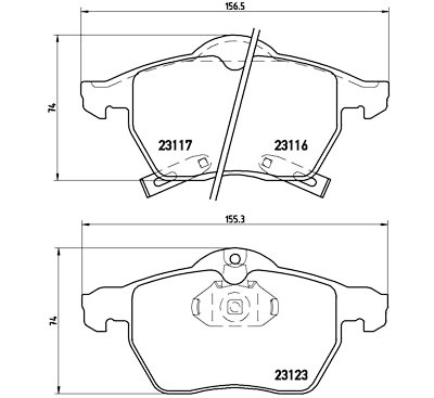 Jogo de 4 pastilhas de travao com lado de instalacao direccional Brake Pads