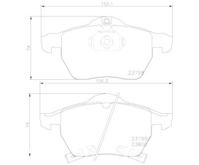 Jogo de 4 pastilhas de travao com lado de instalacao direccional Brake Pads