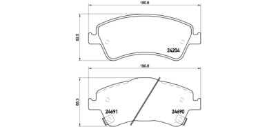 Jogo de 4 pastilhas de freio BREMBO P 83 081
