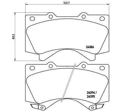 Jogo de 4 pastilhas de freio BREMBO P 83 107