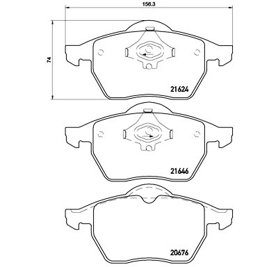 Jogo de 4 pastilhas de freio com lado de instalação BREMBO P 85 036