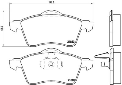 Jogo de 4 pastilhas de travao com lado de instalacao direccional Brake Pads