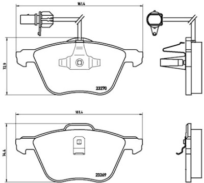 Jogo de 4 pastilhas de freio BREMBO P 85 061