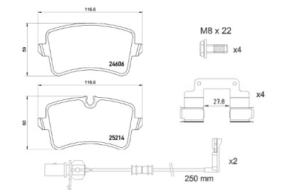 Jogo de 4 pastilhas de freio BREMBO P 85 157