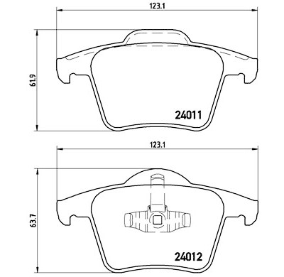 Jogo de 4 pastilhas de freio BREMBO P 86 019