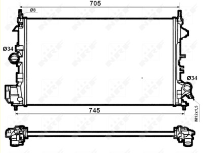 Radiador, refrigeração do motor NRF 53074