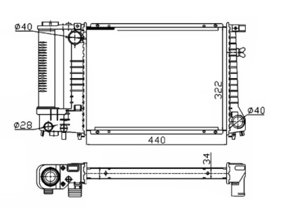 Radiador, refrigeração do motor NRF 53426A