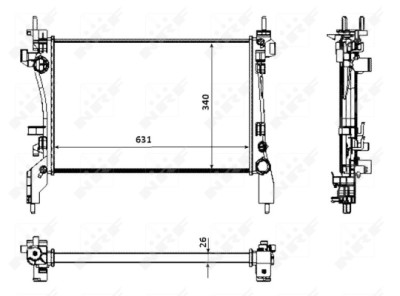 Radiador, refrigeração do motor NRF 53934