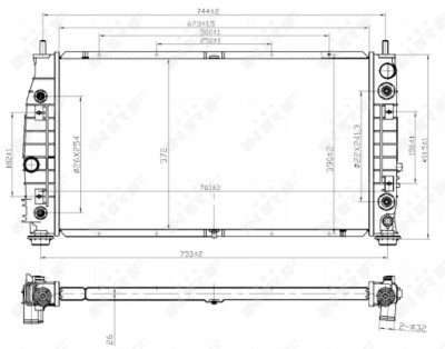 Radiador, refrigeração do motor NRF 53954