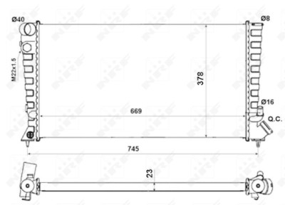 Radiador, refrigeração do motor NRF 58189A