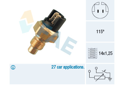 Sensor, temperatura do líquido de refrigeração