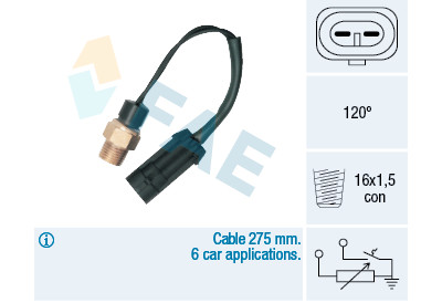 Sensor, temperatura do líquido de refrigeração