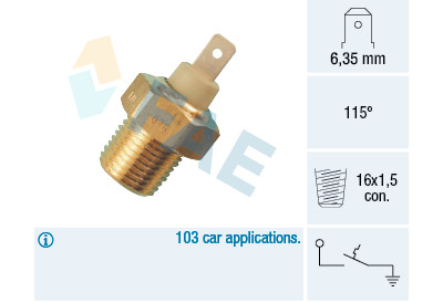 Interruptor de temperatura, luz de advertência do líquido de arrefecimento FAE 35070