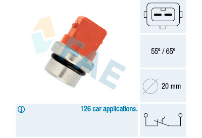 Interruptor de temperatura, luz de advertência do líquido de arrefecimento FAE 35320