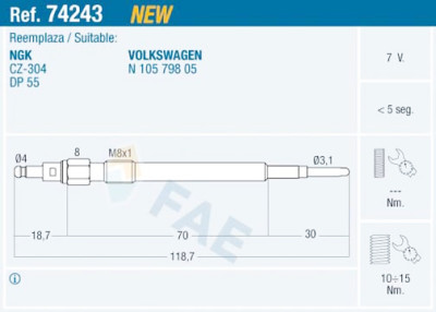 Vela de incandescência FAE 7-4243