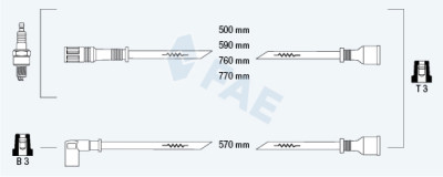 Conjunto de cabos de ignição FAE 83390