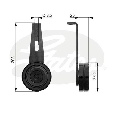 Rolo tensor, correia trapezoidal estriada poli V DriveAlign®