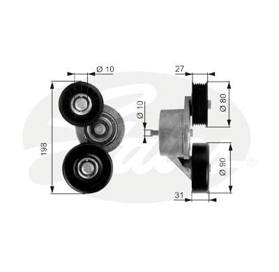 Rolo tensor, correia trapezoidal estriada poli V DriveAlign®