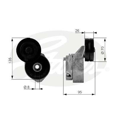 Rolo tensor, correia trapezoidal estriada poli V DriveAlign®