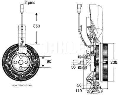 Embraiagem, ventilador do radiador