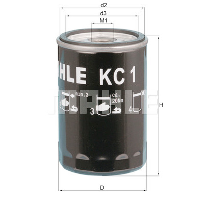 Filtro de combustível MAHLE ORIGINAL KC 1