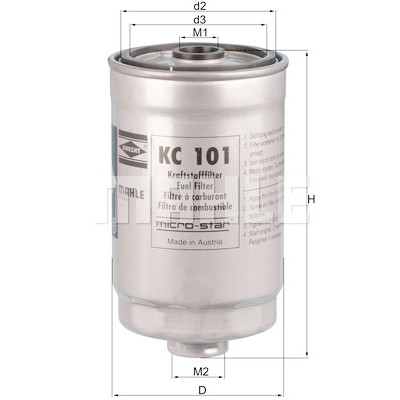 Filtro de combustível MAHLE ORIGINAL KC 101
