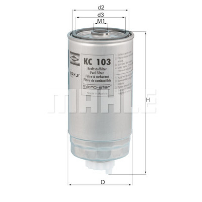 Filtro de combustível MAHLE ORIGINAL KC 103