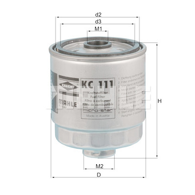 Filtro de combustível MAHLE ORIGINAL KC 111