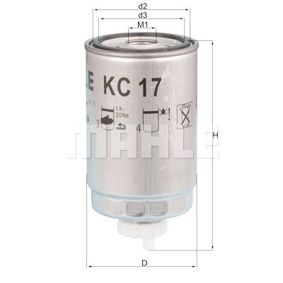Filtro de combustível MAHLE ORIGINAL KC 17D