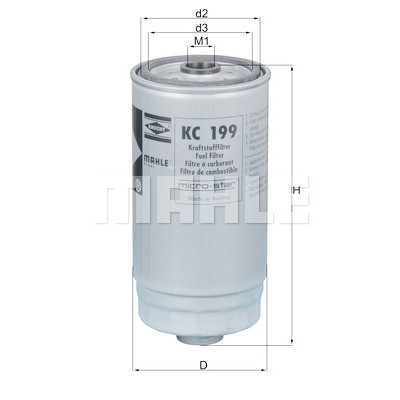 Filtro de combustível MAHLE ORIGINAL KC 199