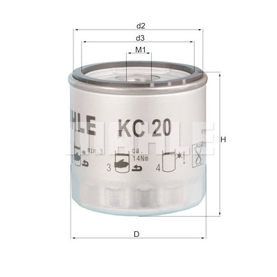 Filtro de combustível MAHLE ORIGINAL KC 20