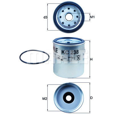 Filtro de combustível MAHLE ORIGINAL KC 238D