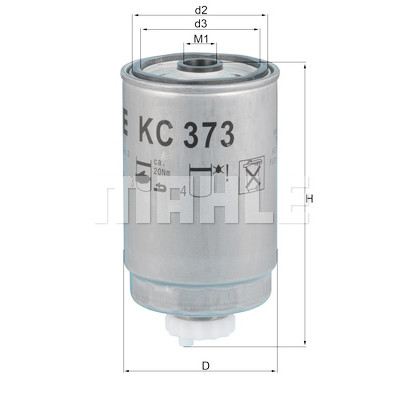 Filtro de combustível MAHLE ORIGINAL KC 373
